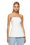 THE REMY WHITE STRAPLESS TOP | model