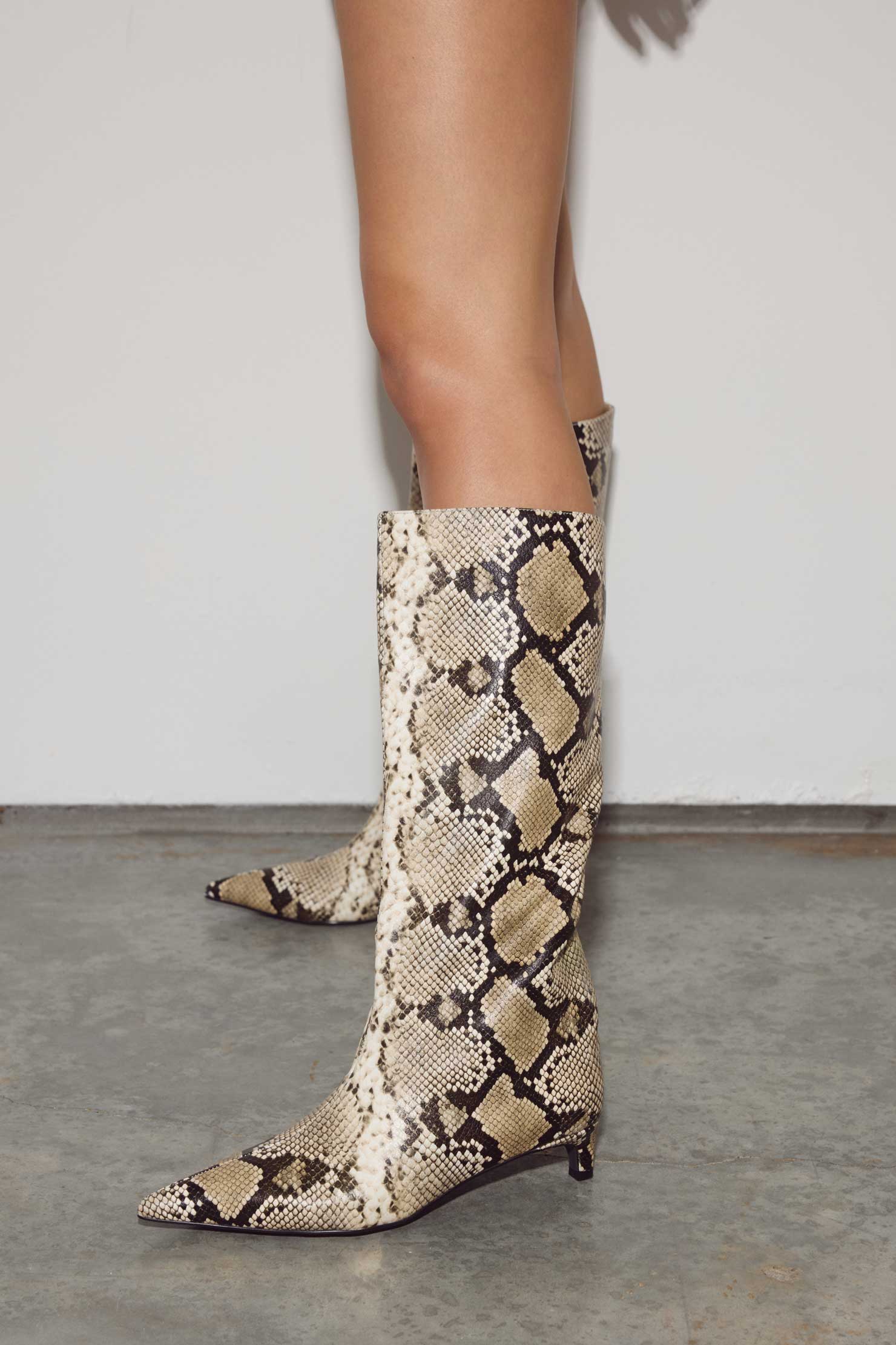 Brown Snake Print Boots Snake Skin Knee High Boots THE STACEY