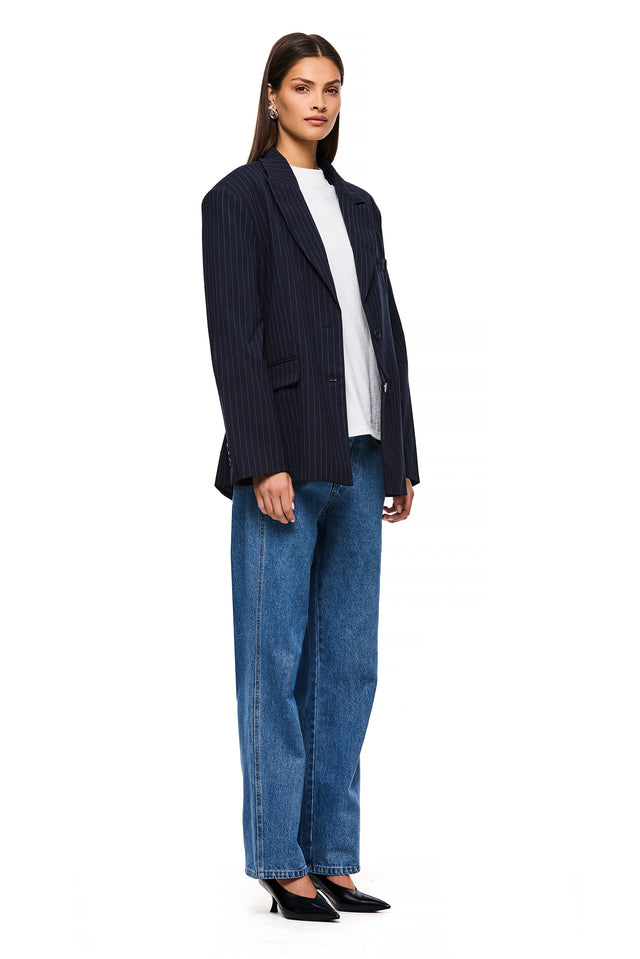 THE ISLA NAVY PINSTRIPE BLAZER