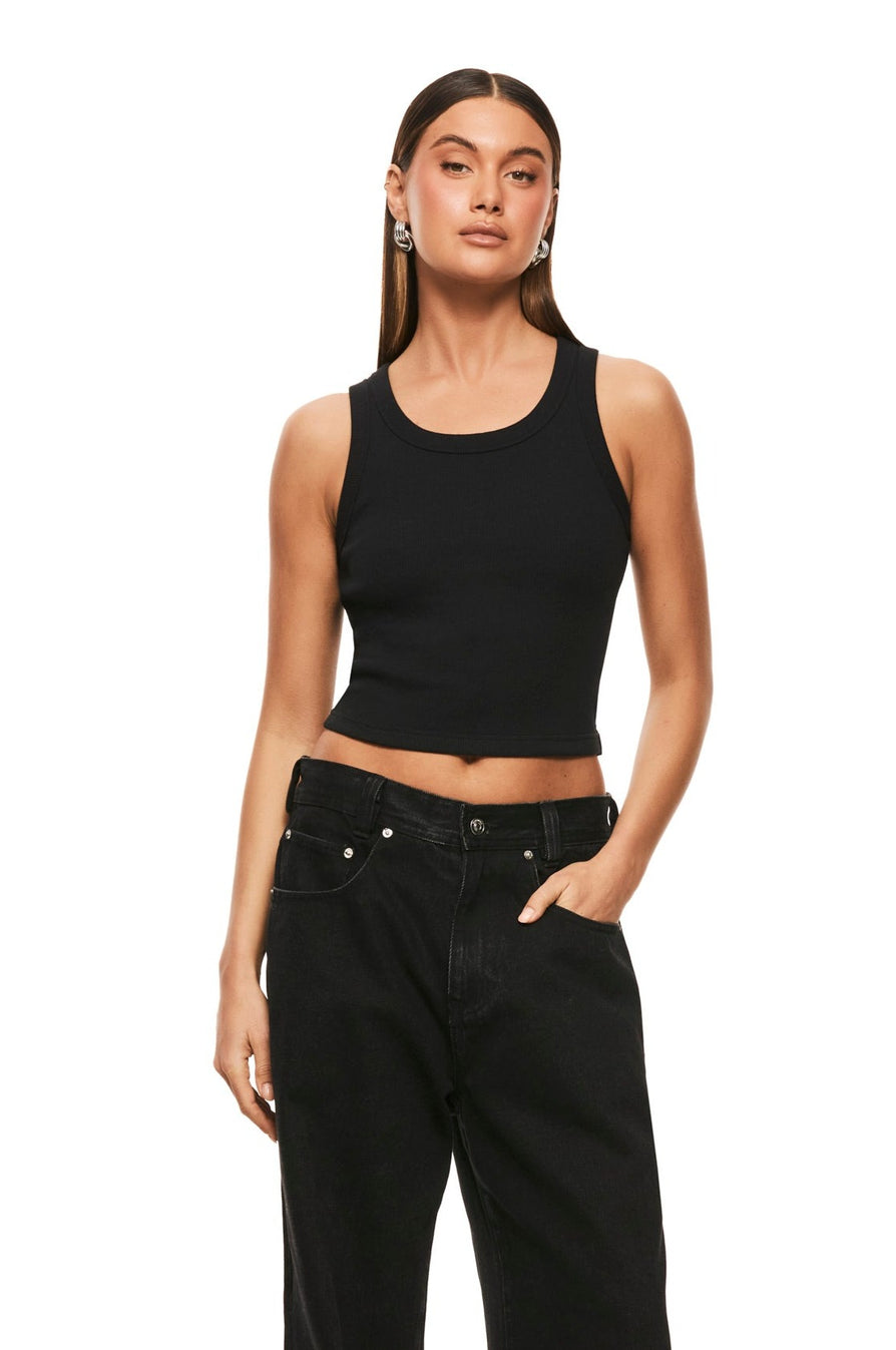 THE POLLY BLACK TANK TOP | model