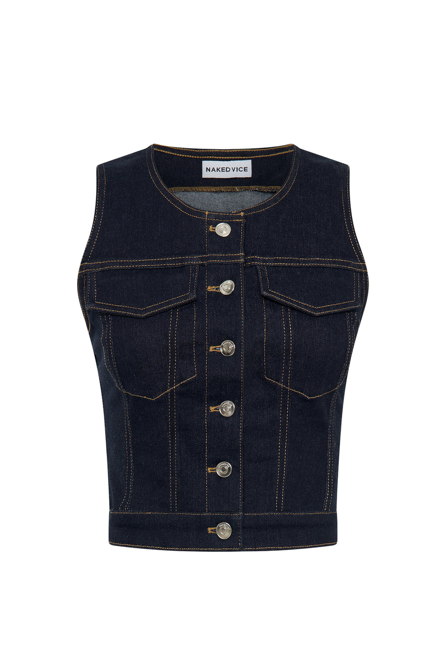 THE RINA DARK BLUE VEST | ghost