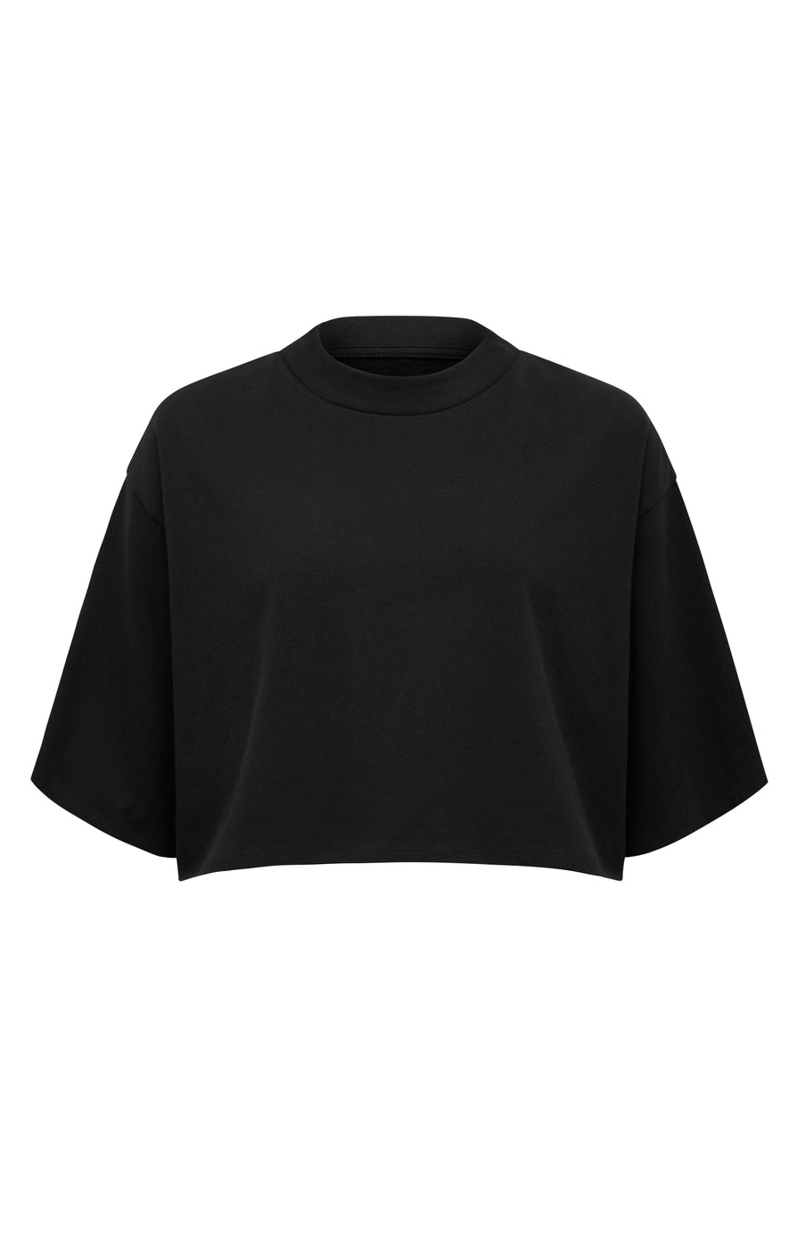 THE ALEX CROPPED BLACK TEE | GHOST