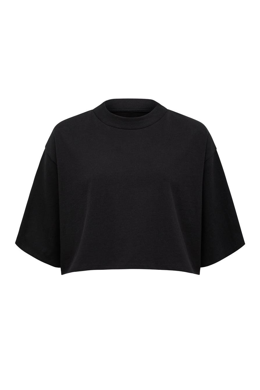 THE ALEX CROPPED BLACK TEE | GHOST