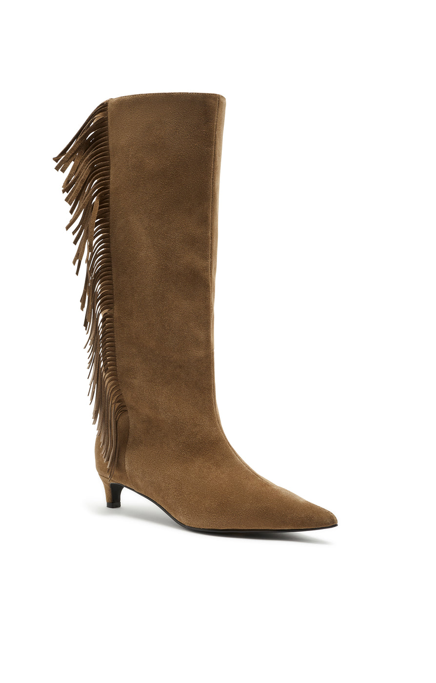 THE STACEY MOCHA FRINGE BOOT | GHOST