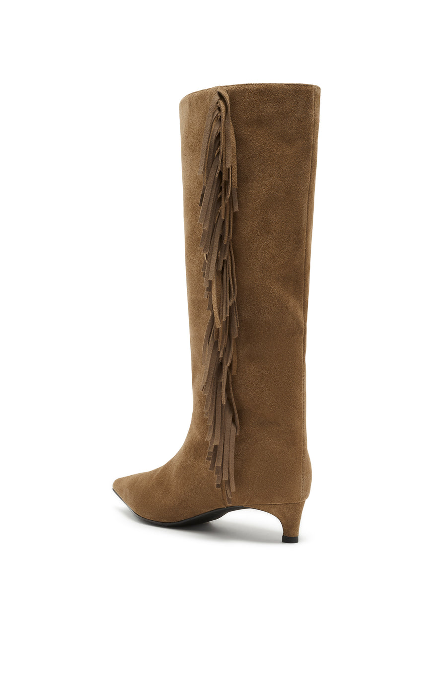 THE STACEY MOCHA FRINGE BOOT | GHOST