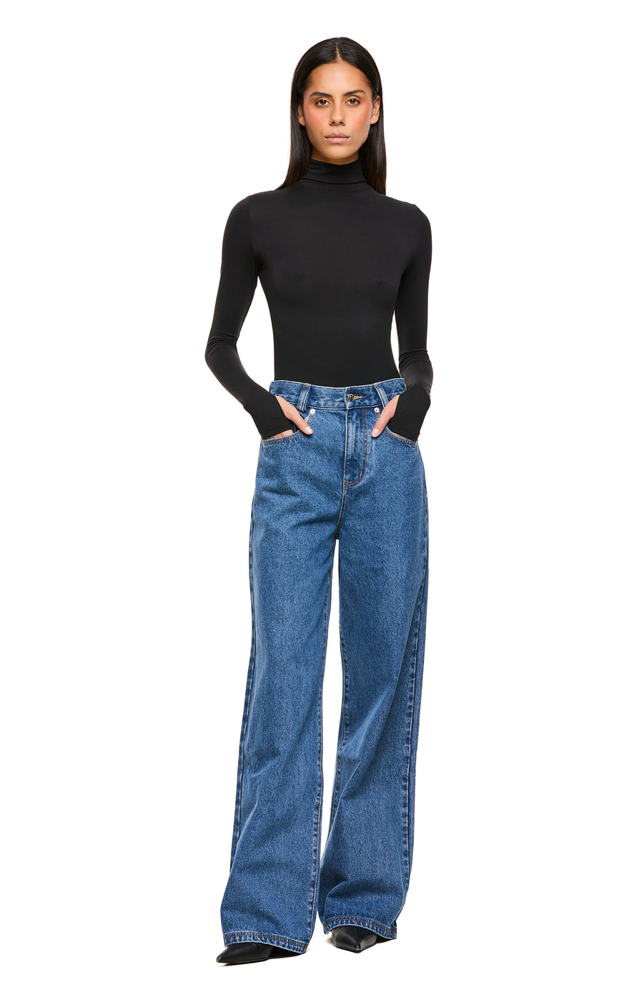 THE TULSA BLACK TURTLENECK TOP | model
