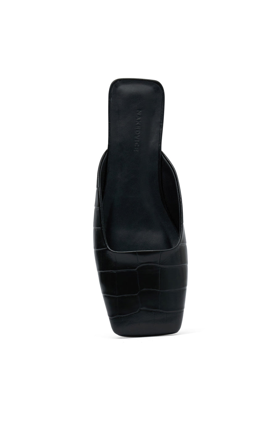 THE NOLAN BLACK CROC EMBOSSED MULE |