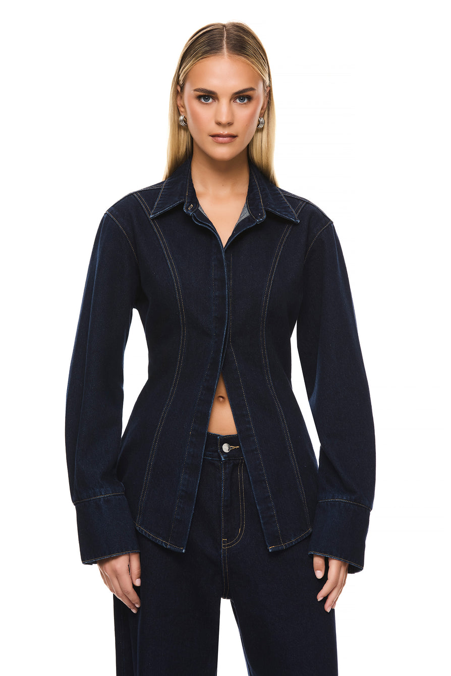 THE WATSON DARK INDIGO SHIRT | model