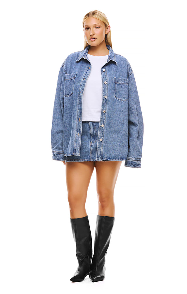 THE MORGAN MID BLUE SKIRT 
