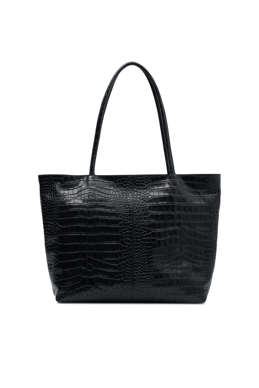 Leather Tote The Work Tote In Black Croc Croc Tote Bag Black BÉIS