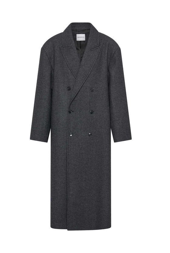 THE BOSTON GREY OVERSIZED WOOL BLEND COAT