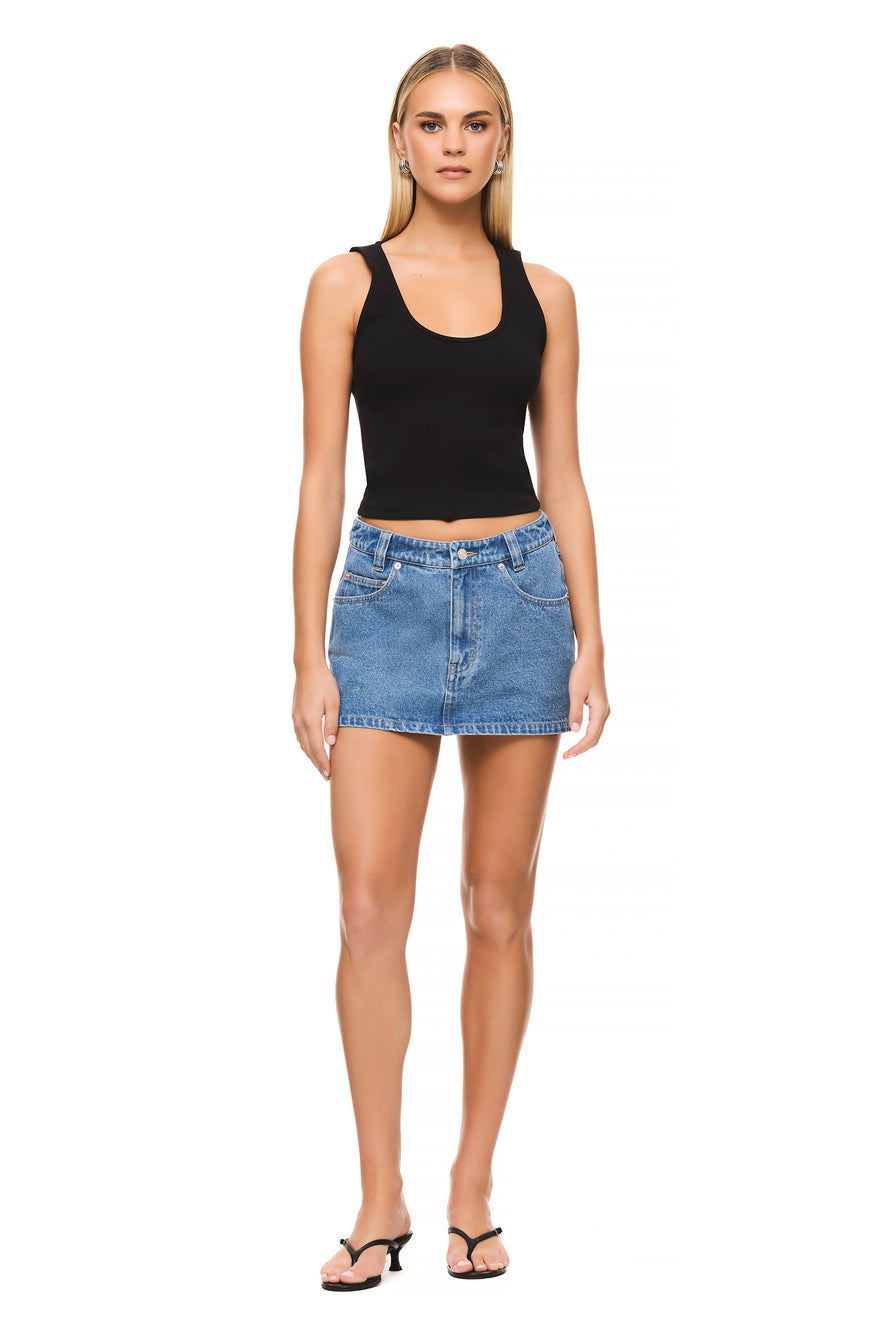 THE MORGAN MID BLUE SKIRT
