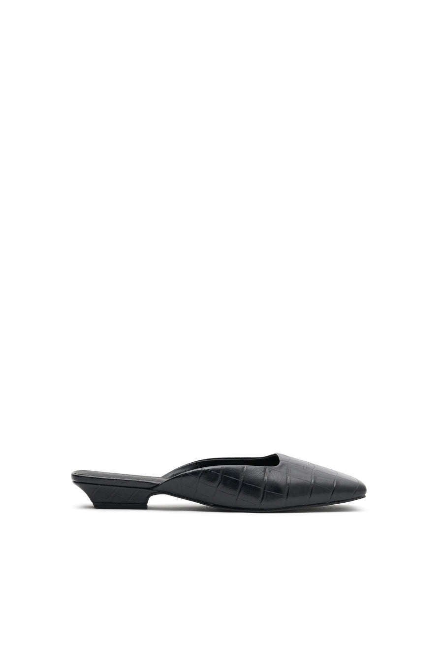 THE NOLAN BLACK CROC EMBOSSED MULE | ghost