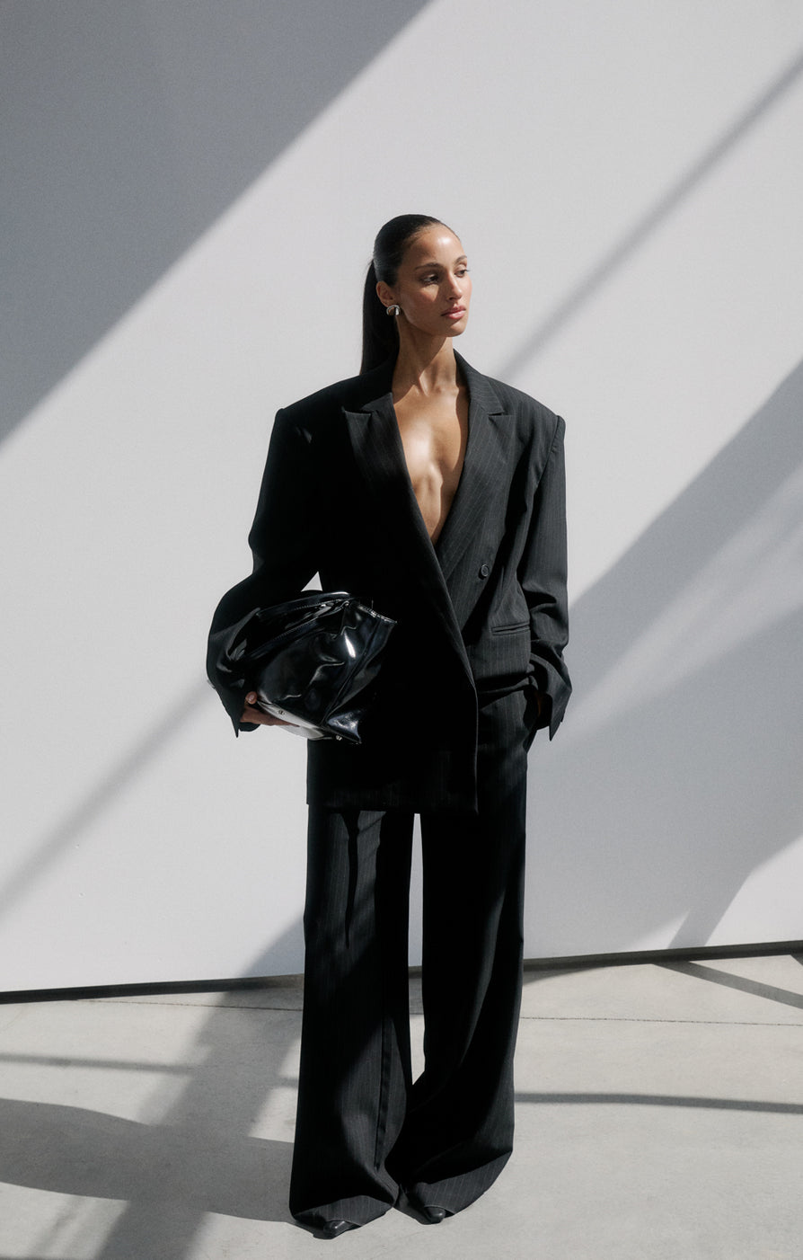 THE HARPER BLACK PINSTRIPE PANT | CAMPAIGN