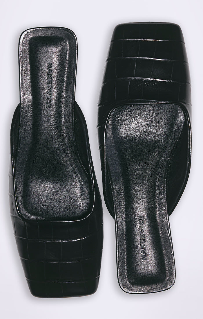 Black croc mules online