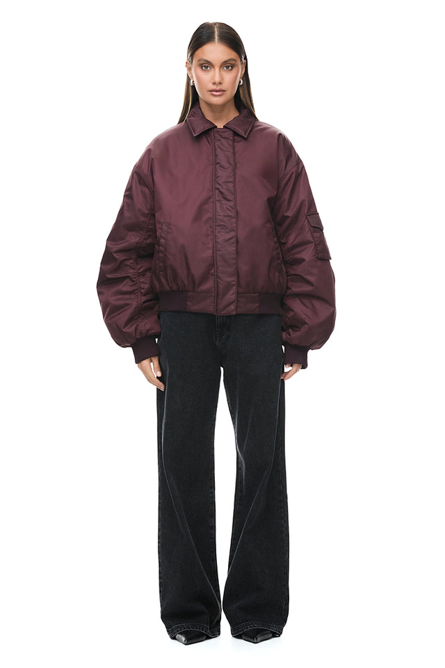 THE DAMON BURGUNDY BOMBER JACKET 