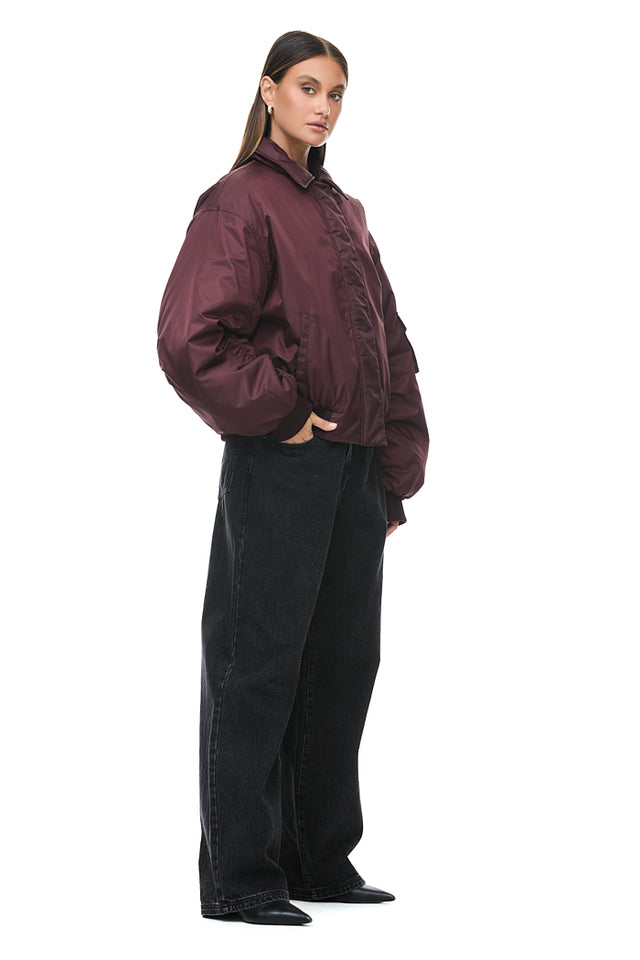 THE DAMON BURGUNDY BOMBER JACKET