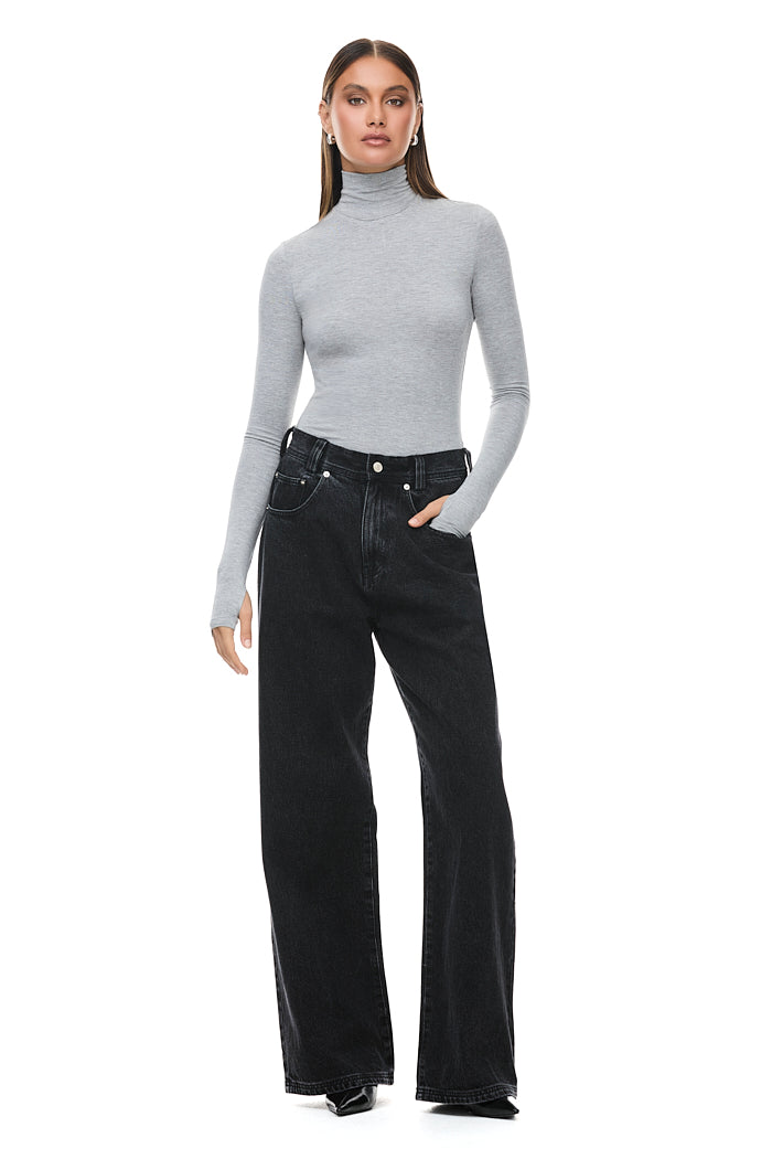 THE TULSA GREY MARLE TURTLENECK TOP | model