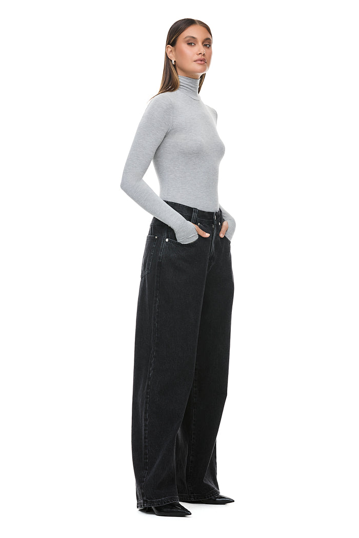 THE TULSA GREY MARLE TURTLENECK TOP | model