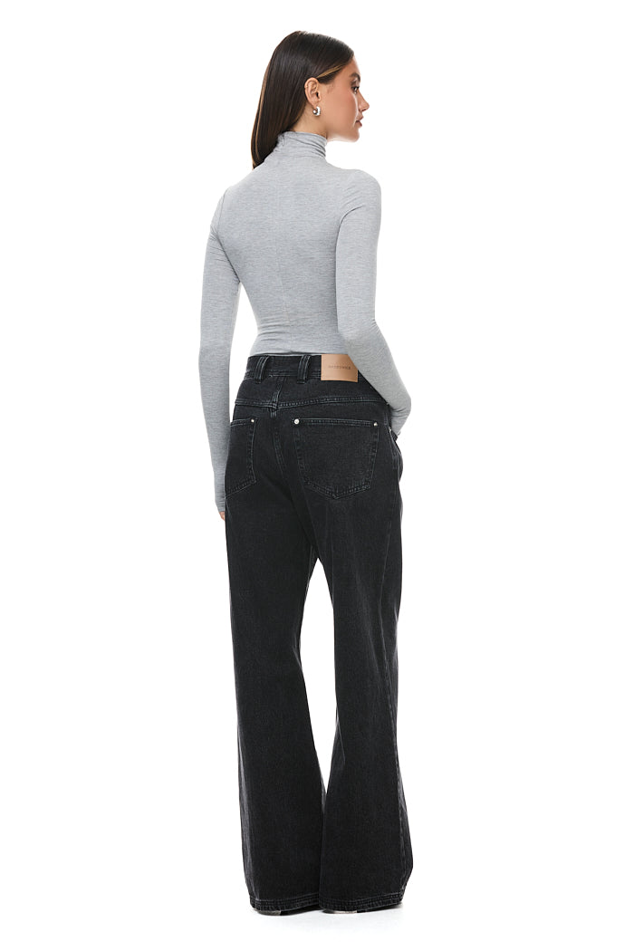 THE TULSA GREY MARLE TURTLENECK TOP | model