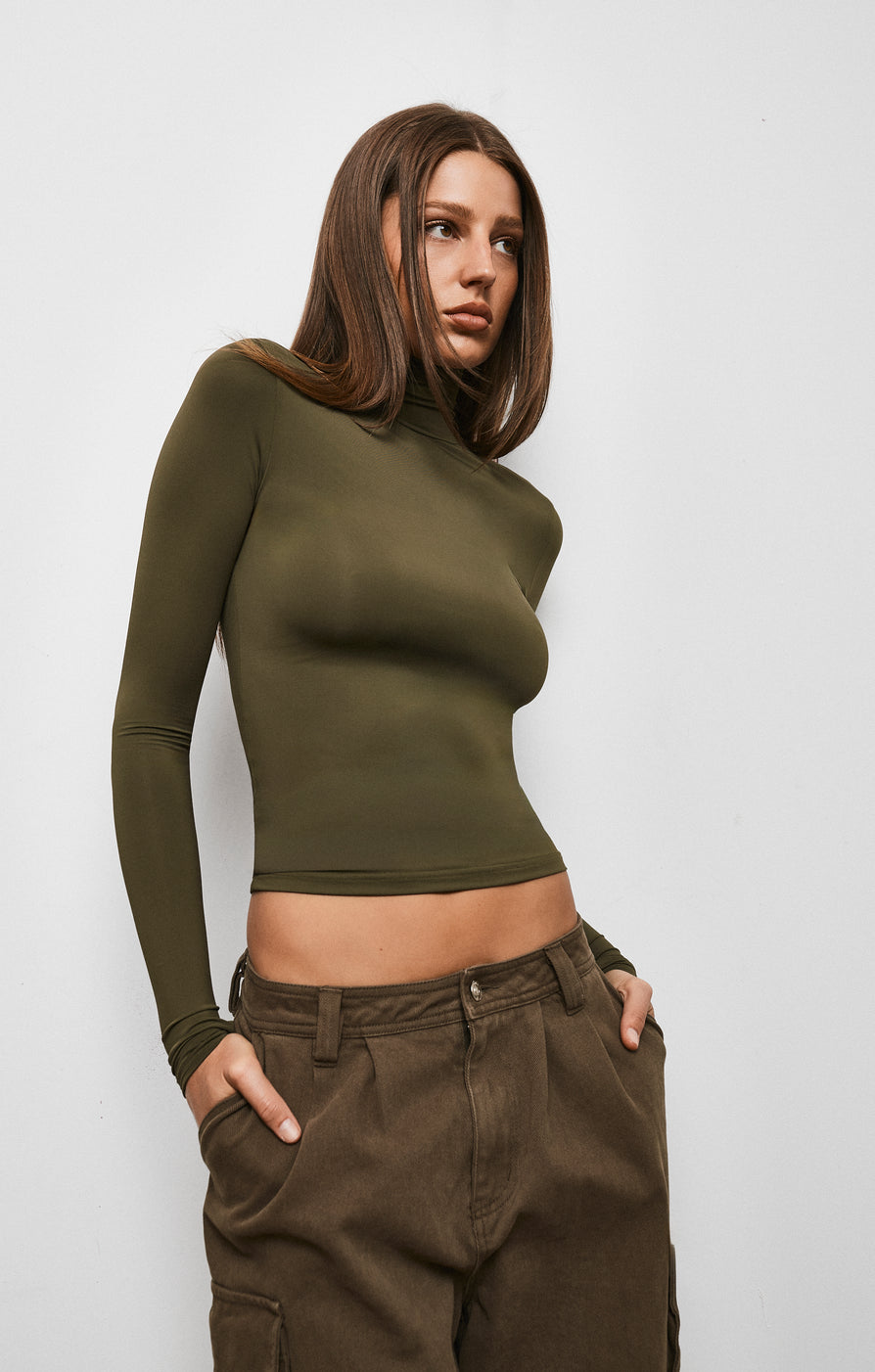 THE TULSA KHAKI SLINKY TURTLENECK | CAMPAIGN