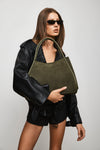 THE NYLA KHAKI SUEDE BAG | CAMPAIGN