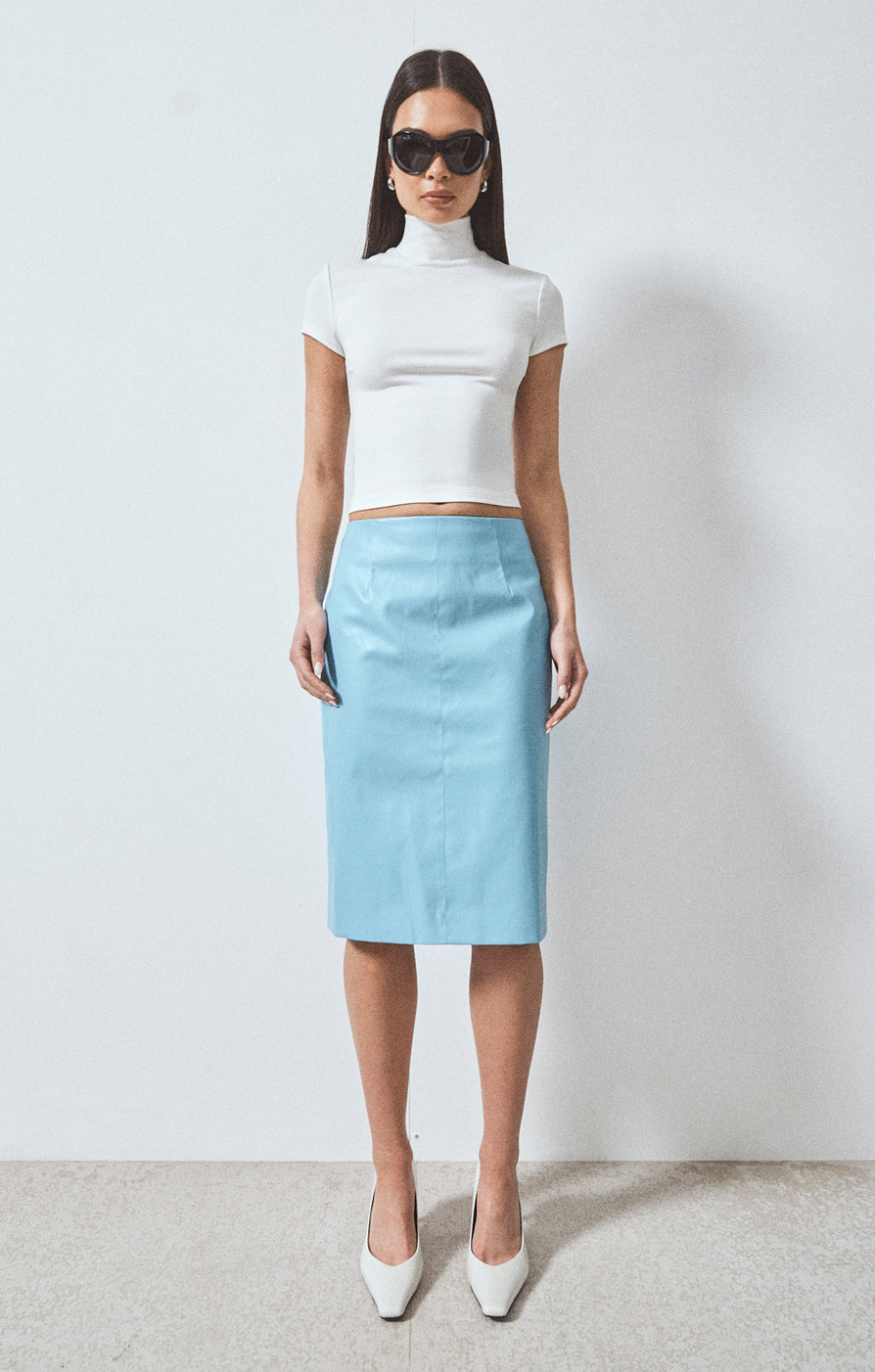 THE DEMPSEY AQUAMARINE MIDI SKIRT | CAMPAIGN