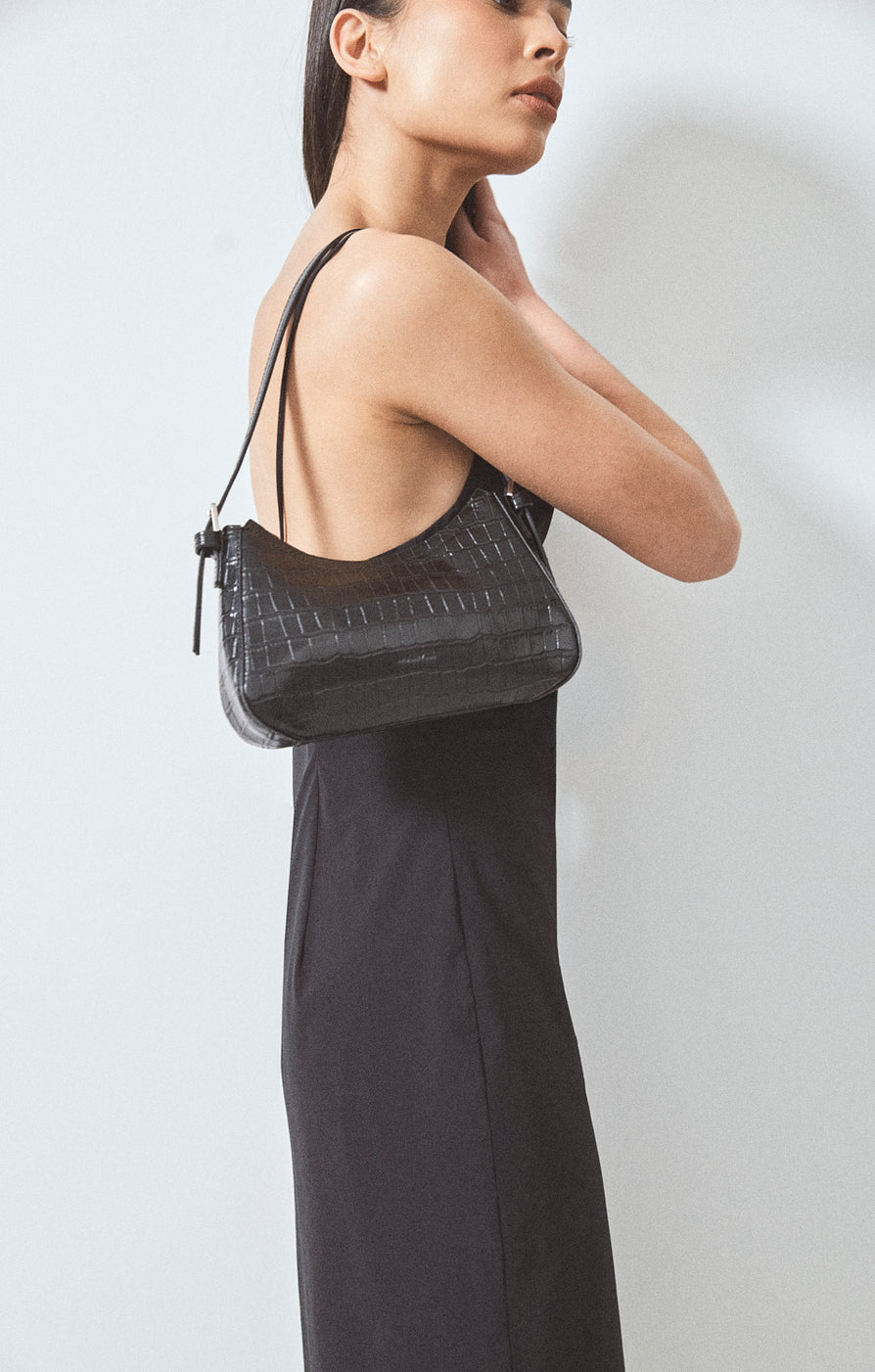 THE BRIAR BLACK CROC EMBOSSED MINI BAG | CAMPAIGN
