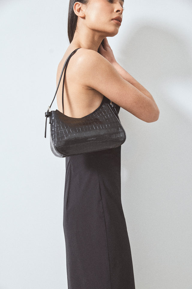 THE BRIAR BLACK CROC EMBOSSED MINI BAG 