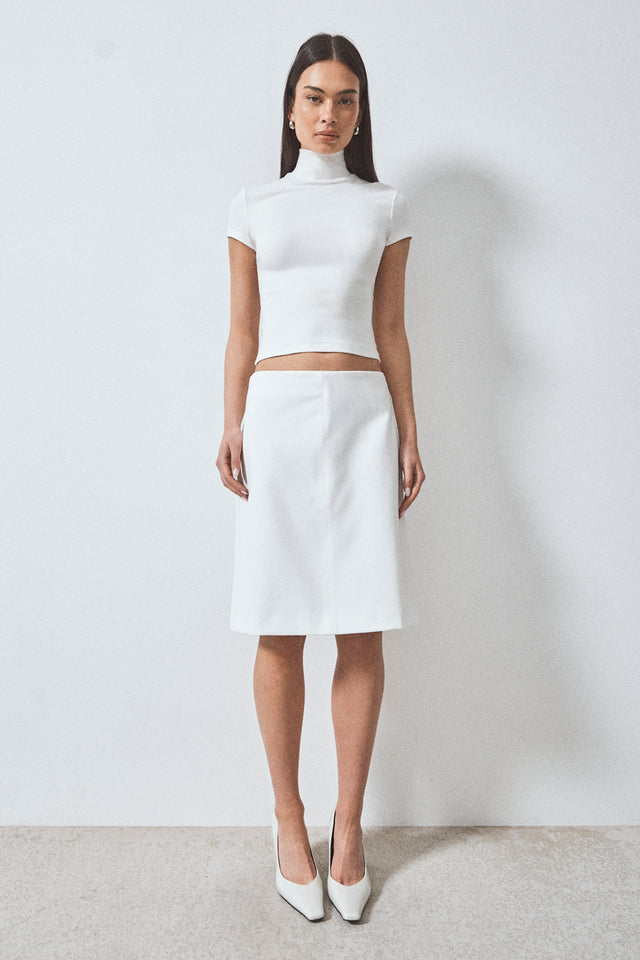 THE NICOLE WHITE MIDI SKIRT 