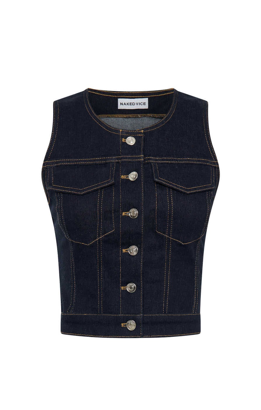 THE RINA DARK BLUE VEST | ghost