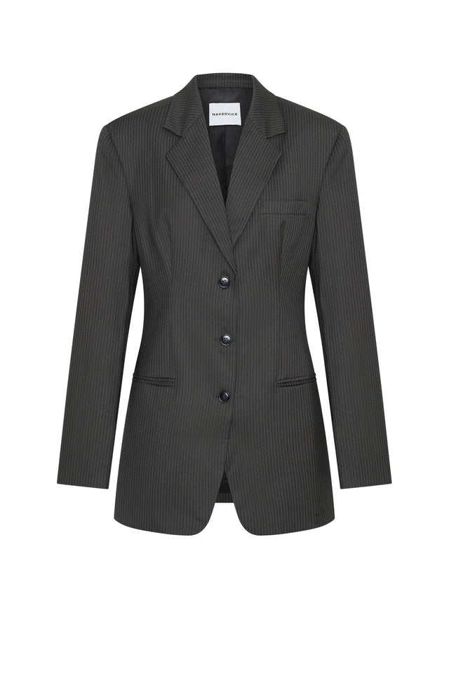 THE SAWYER GREY PINSTRIPE BLAZER