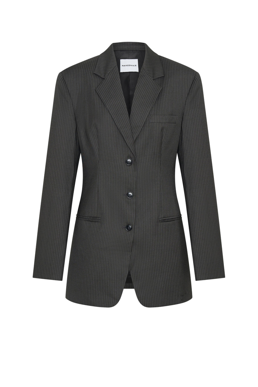 THE SAWYER GREY PINSTRIPE BLAZER