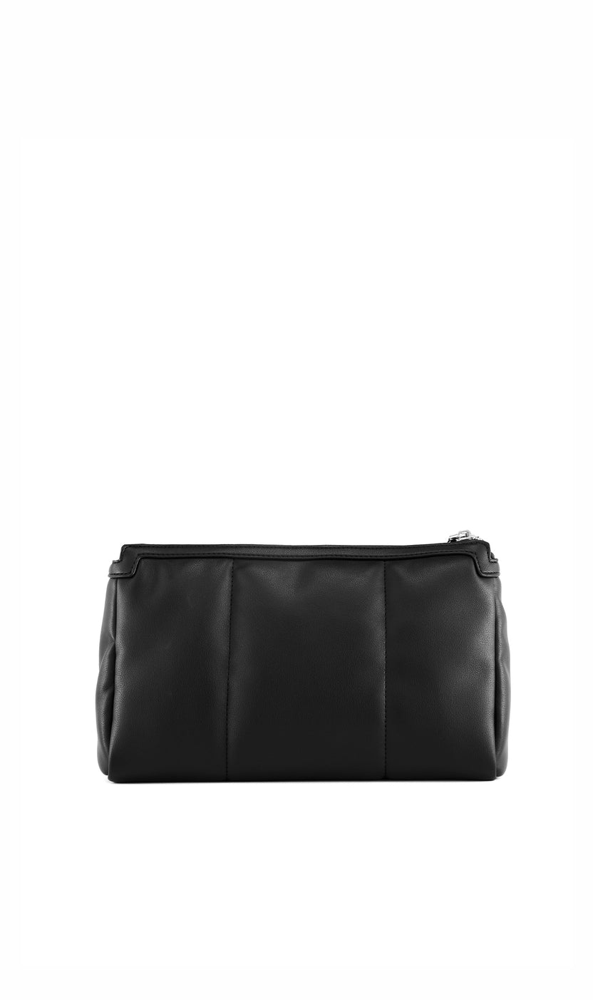 The Millie Silver | Black Leather Cross Body Bag | Nakedvice