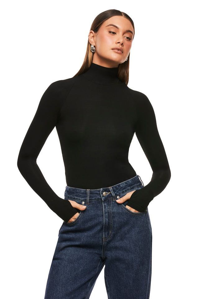 THE TULSA BLACK TURTLENECK TOP 