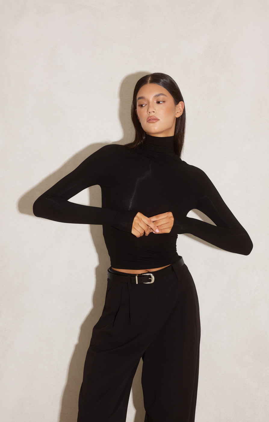 THE TULSA BLACK TURTLENECK TOP