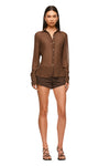 THE ARIEL MOCHA SHIRT | MODEL