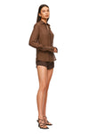 THE ARIEL MOCHA SHIRT | MODEL