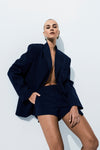 THE ISLA NAVY PINSTRIPE BLAZER | CAMPAIGN