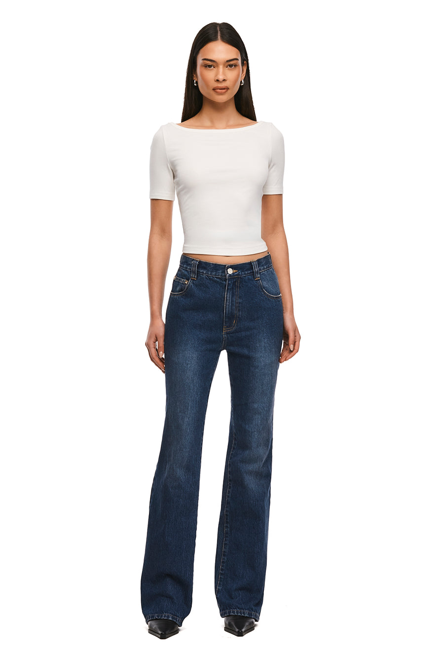 THE BRADY DARK BLUE BOOTCUT JEAN | MODEL