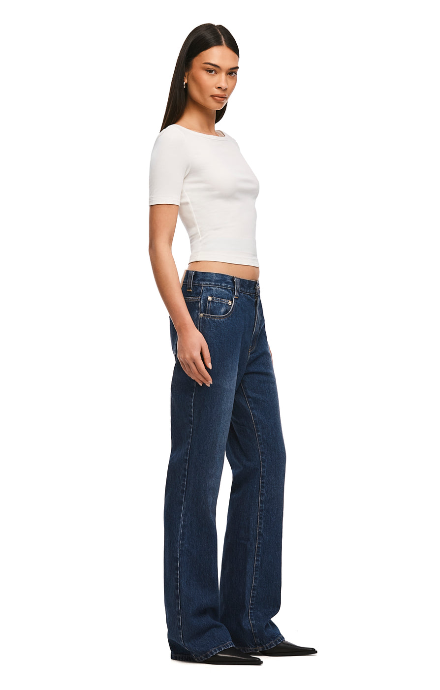THE BRADY DARK BLUE BOOTCUT JEAN | MODEL