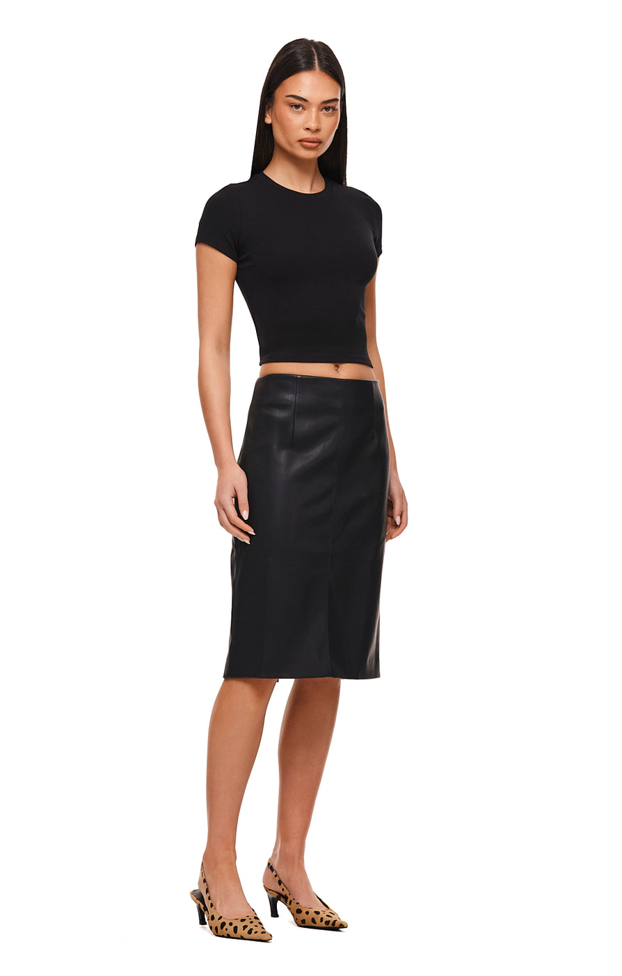 THE DEMPSEY BLACK MIDI SKIRT | MODEL