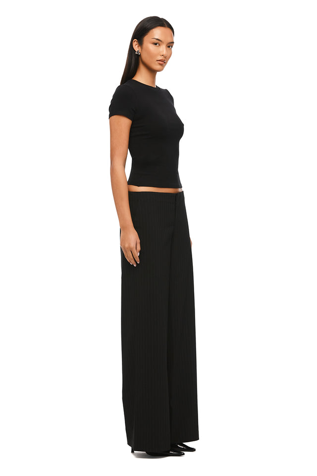 THE HARPER BLACK PINSTRIPE PANT 