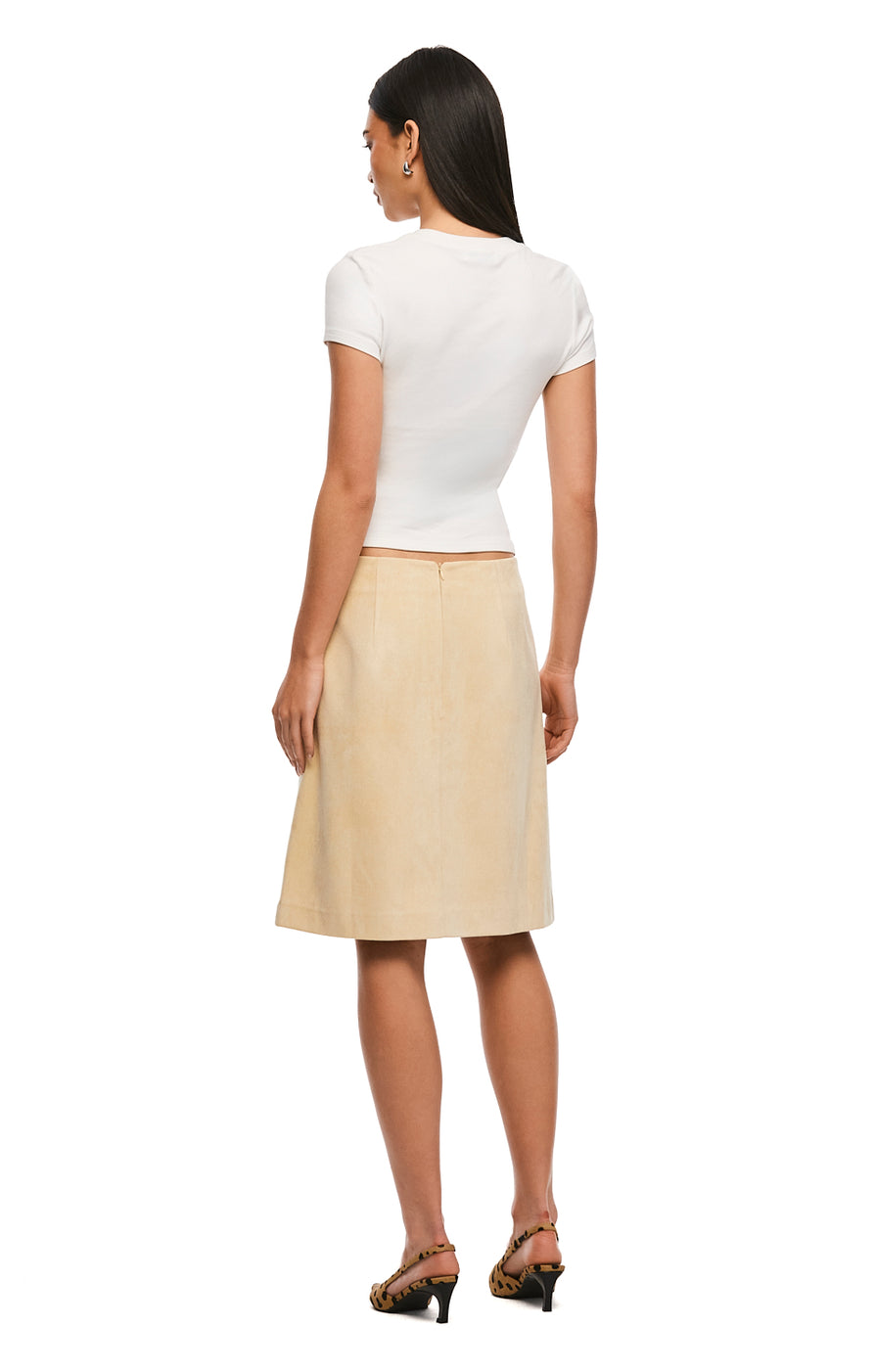 THE NICOLE BEIGE MIDI SKIRT | MODEL