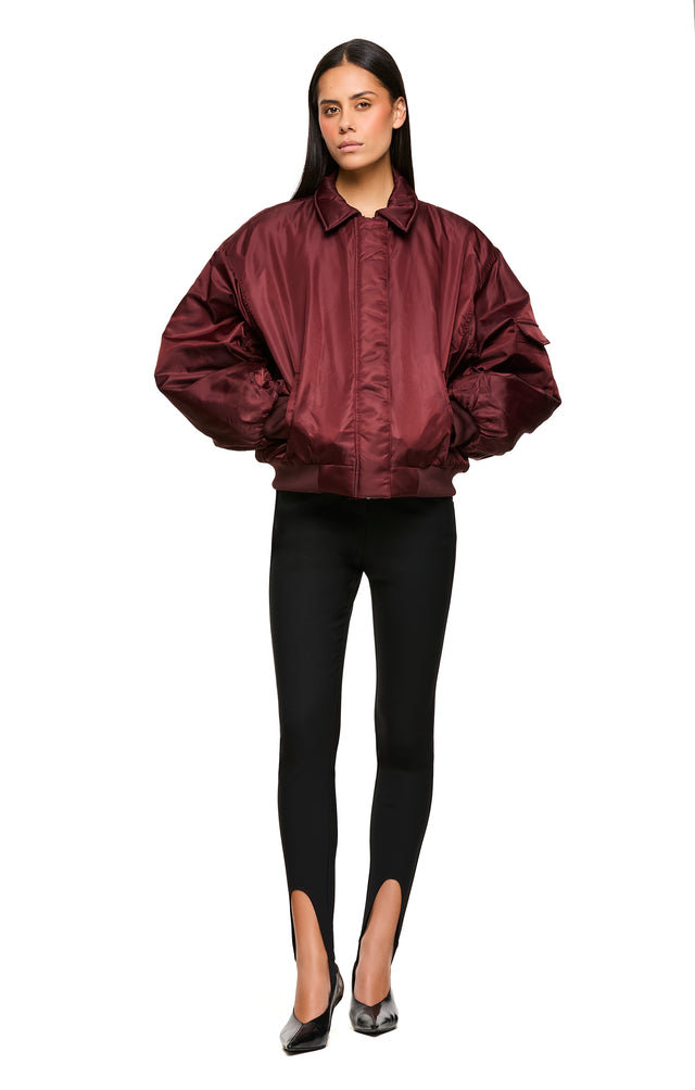 THE DAMON BURGUNDY BOMBER JACKET 