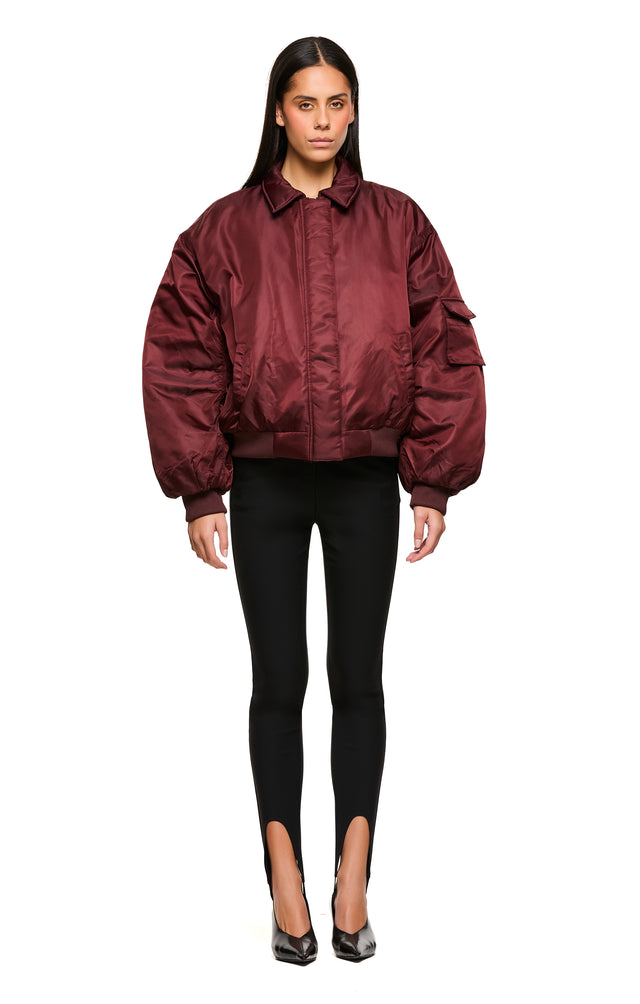 THE DAMON BURGUNDY BOMBER JACKET 
