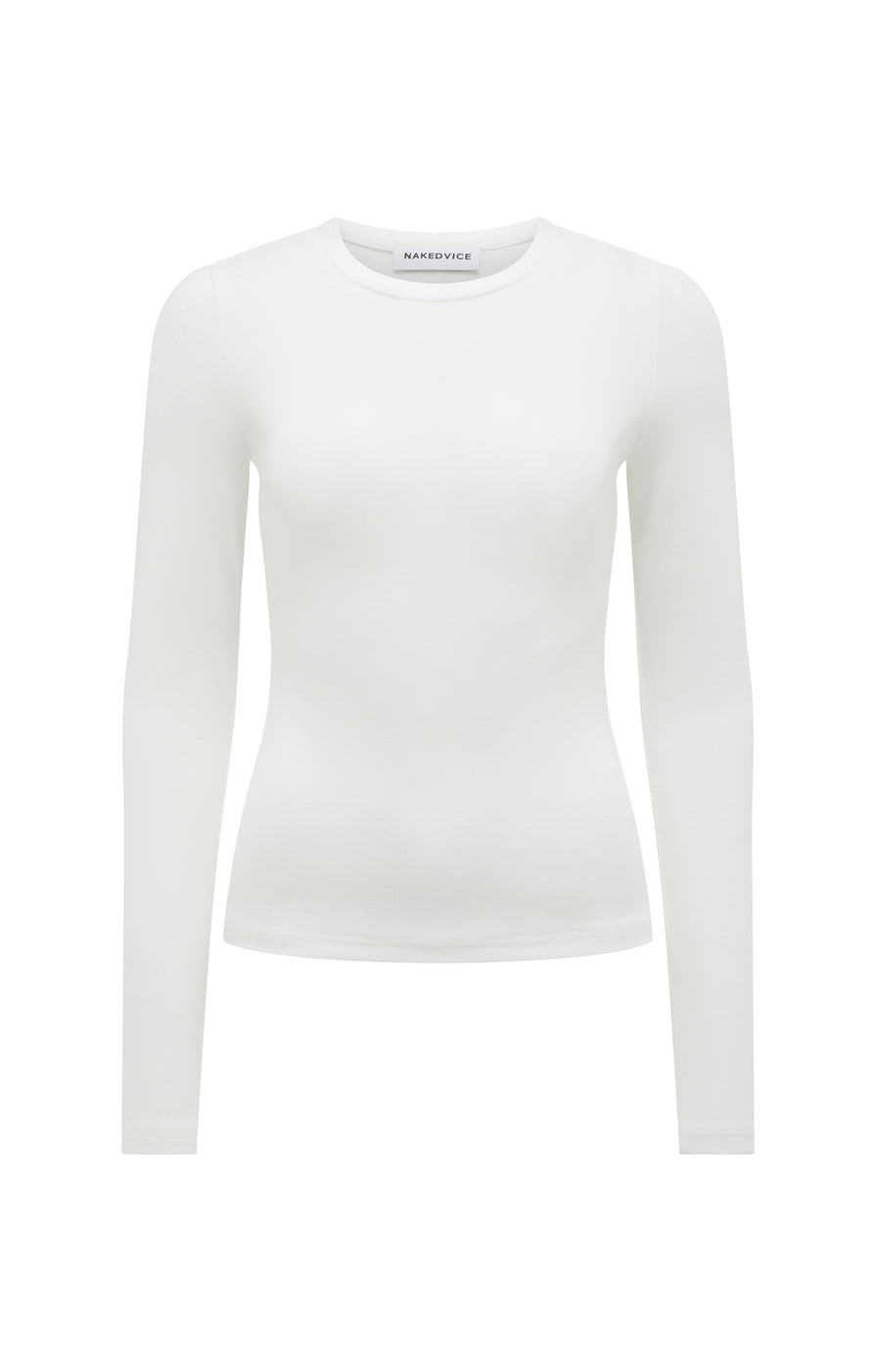 THE DOVE WHITE LONG-SLEEVE TOP