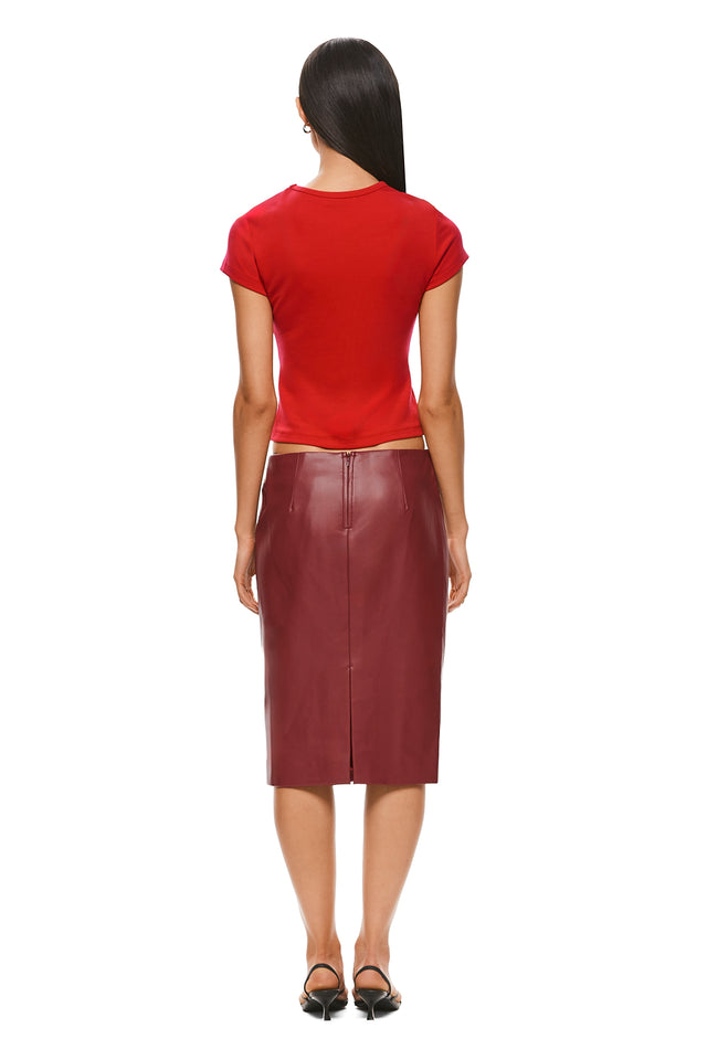 THE DEMPSEY RED MIDI SKIRT 