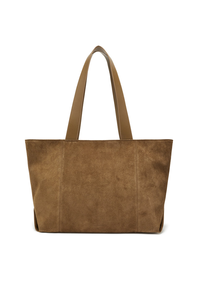 THE GINA MOCHA SUEDE BAG 
