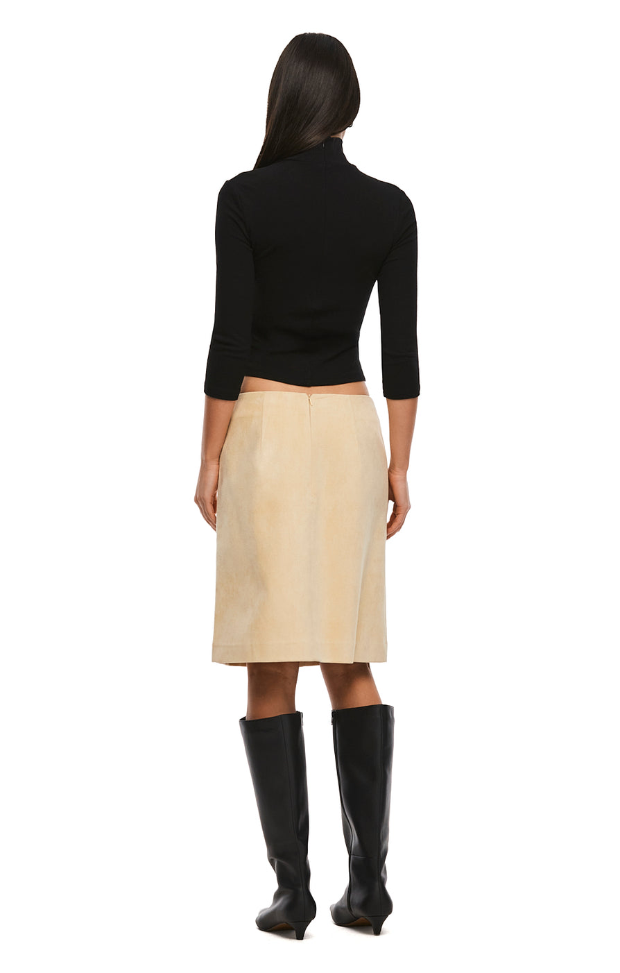 THE NICOLE BEIGE MIDI SKIRT | model